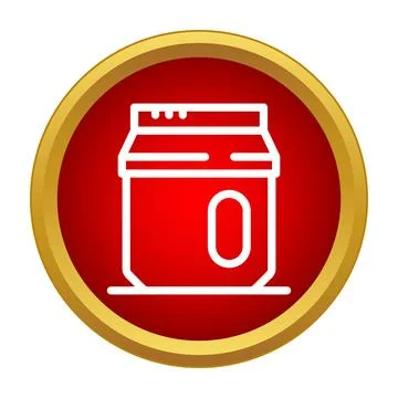 Beverage carton packaging icon on round red and gold button Stock Illustration