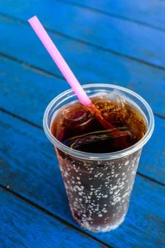 Beverage Cola with straw Stock Photos