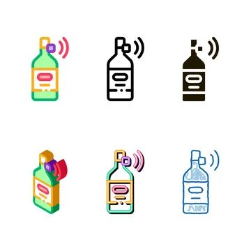 Beverage concepts bottle with signal sensor icon vector outline Stock Illustration