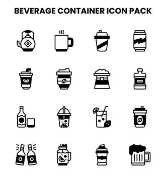 Beverage Container DuoTone Design Icons Pack Stock Illustration