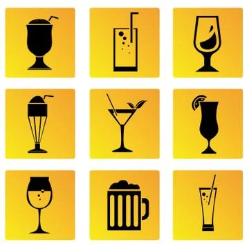 Beverage cup button icons Stock Illustration