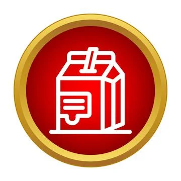 Beverage drink box with straw flat icon Stock Illustration