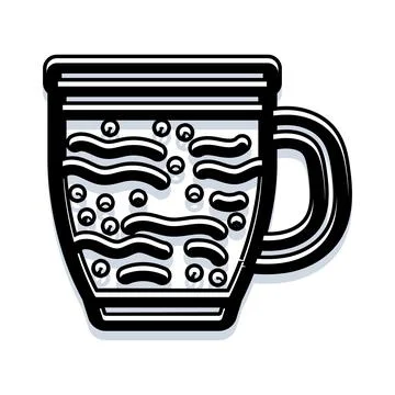 Beverage drink in mug with bubbles and waves Illustrazione stock