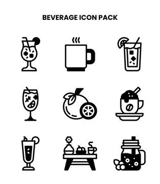 Beverage DuoTone Design Icons Pack Stock Illustration