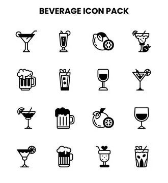 Beverage DuoTone Design Icons Pack Stock Illustration