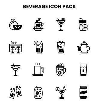 Beverage DuoTone Vector Icons Pack Stock Illustration
