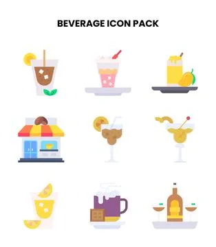 Beverage Flat Set Icons Pack Illustration