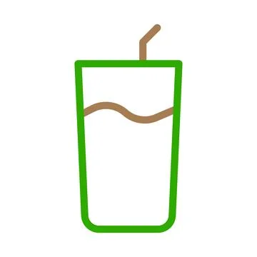 Beverage in glass with straw. Concept of drinking, refreshment, and hydration 스톡 일러스트