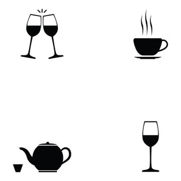 Beverage icon set Stock Illustration