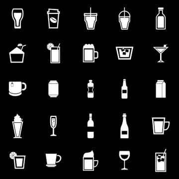 Beverage icons on black background Stock-Illustration