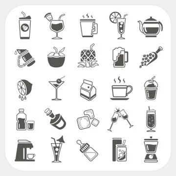 Beverage icons set Stock Illustration