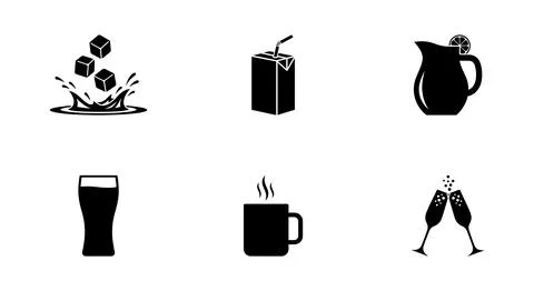 Beverage icons set vector illustration, flat design drink symbols Stock Illustration
