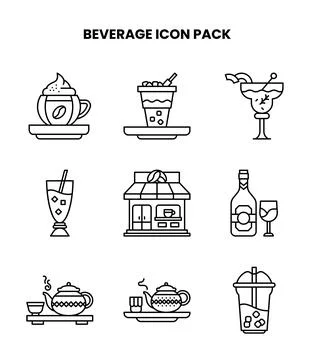 Beverage Line Graphics Icons Pack Stock Illustration