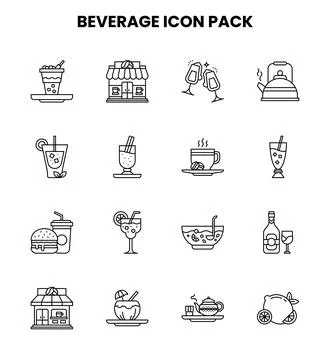 Beverage Line Scalable Icons Pack Stock Illustration