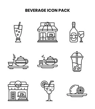 Beverage Line Scalable Icons Pack Stock Illustration