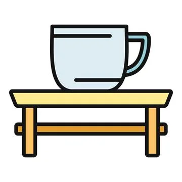 Beverage mug resting on a small table icon Stock Illustration