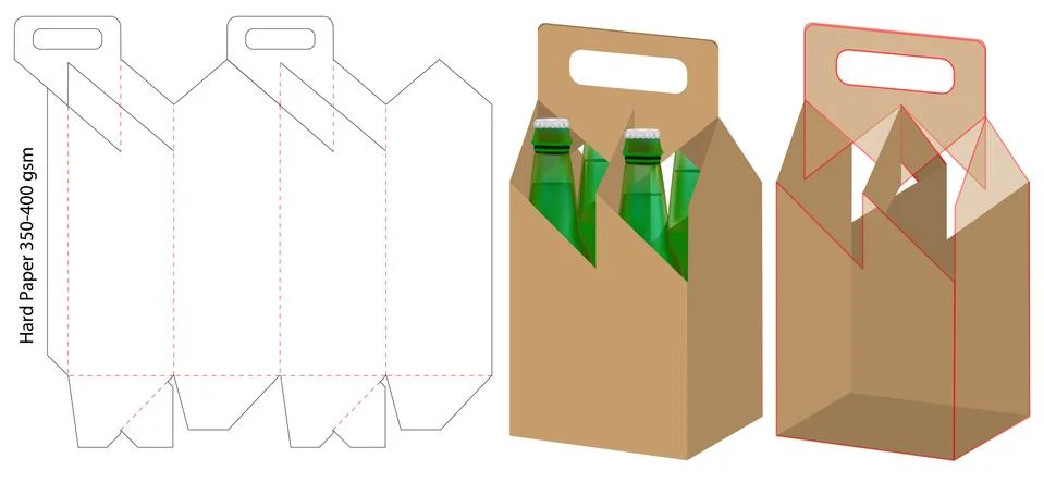 Beverage packaging die cut template design. 3d mock-up Stock Illustration