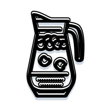 Beverage pitcher with sliced fruit and ice cubes Stock Illustration