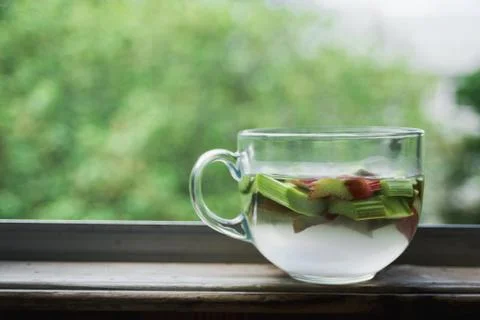 Beverage of rhubarb Stock Photos