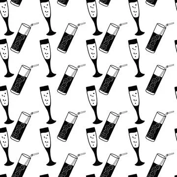 Beverage Seamless Pattern Stock Illustration