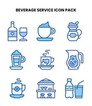 Beverage Service Two Colour Collection Icons Pack Stock Illustration