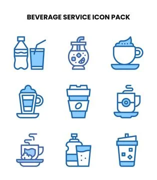 Beverage Service Two Colour Design Icons Pack Stock Illustration