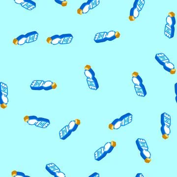 Beverage soda plastic bottle isometric icon seamless pattern Stock Illustration