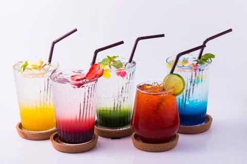 Beverage for summer with brick wall background. Stock Photos