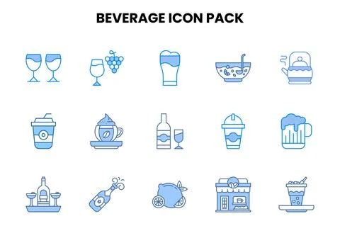 Beverage Two Colour Graphics Icons Pack Stock Illustration
