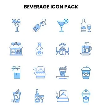 Beverage Two Colour Icons Pack Stock Illustration