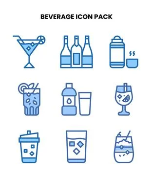 Beverage Two Colour UI Icons Pack Stock Illustration