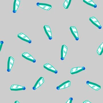 Beverage water plastic bottle isometric icon seamless pattern Stock Illustration