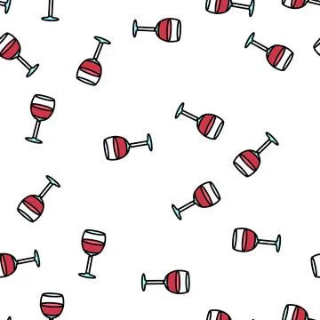Beverage wine glass vector seamless pattern 스톡 일러스트
