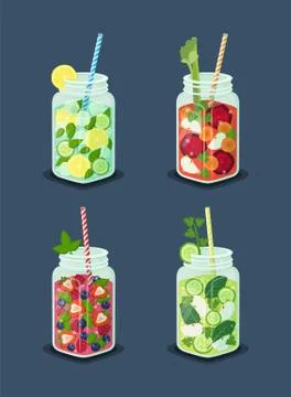 Beverages for Dieting Set Vector Illustration Stock Illustration