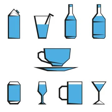 Beverages icon set Stock Illustration
