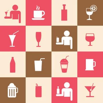 Beverages icons set Illustrazione stock