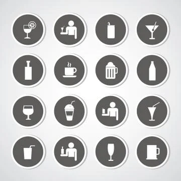 Beverages icons set Stock Illustration