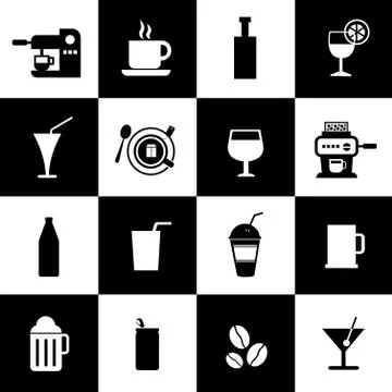 Beverages icons set Stock Illustration