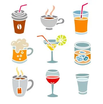 Beverages icons set Stock Illustration