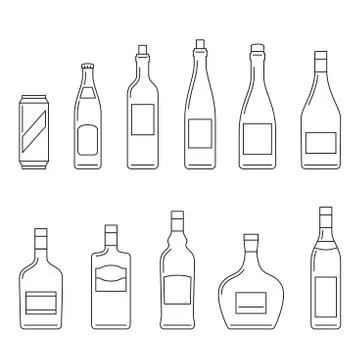 Beverages thin icons Stock Illustration