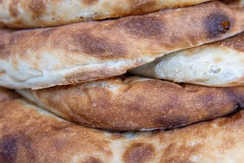 Beveral pieces of flatbread stacked on top of each other. Stock Photos