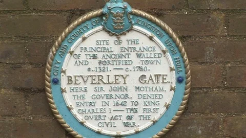 Beverley Gate plaque in Kingston upon Hull East Yorkshire, UK Stock Footage 105326541