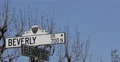 Beverly Hills Drive Crossroad Elevado Avenue Street Road Sign Establishing Shot 4k or 4k+ Resolution