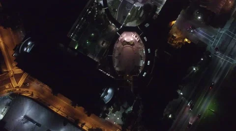 Beverly hills drone fly over city hall at night Stock Footage 54746399