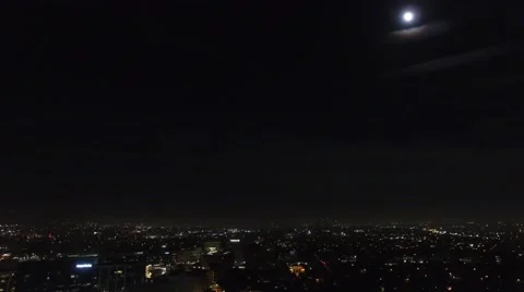 Beverly hills full moon night drone Stock Footage 55273045