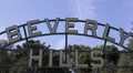 Beverly Hills Gardens Park Sign Iconic Tourists Sightseeing Landmark Los Angeles HD Footage