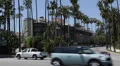 Beverly Hills Hotel, Palm Trees, Car Traffic, Sunset Boulevard, Los Angeles, USA HD Footage