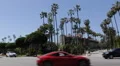 Beverly Hills Luxury Travel Hotel Sunset Strip Boulevard Los Angeles Car Traffic HD Footage