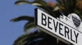 Beverly Hills Sign, Palm Trees, Street Sign, Los Angeles, California, Blue Sky HD Footage