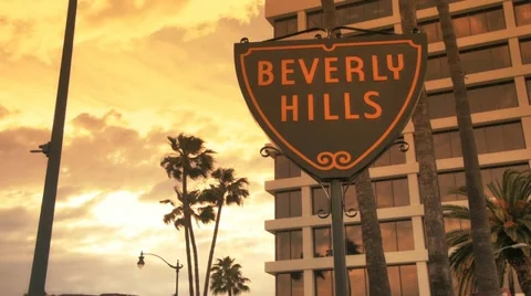Beverly Hills Sign Timelapse at beautiful sunset or sunrise Stock Footage